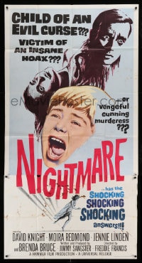6j813 NIGHTMARE 3sh 1964 child of an evil curse, or vengeful cunning murderess, Hammer horror!