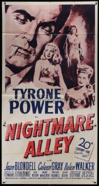 6j814 NIGHTMARE ALLEY 3sh R1955 Tyrone Power is a carnival barker whose life goes very wrong!