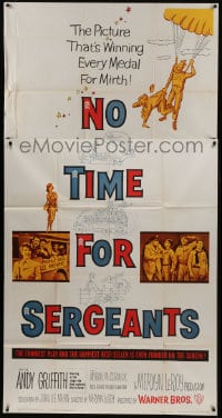 6j817 NO TIME FOR SERGEANTS 3sh 1958 Andy Griffith, wacky Air Force paratrooper artwork!