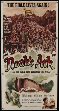 6j818 NOAH'S ARK 3sh R1957 Michael Curtiz, the flood that destroyed the world, cool art!