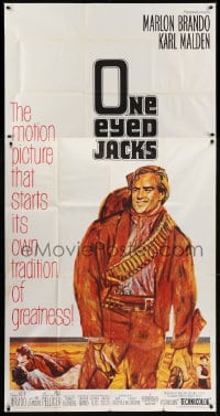 6j825 ONE EYED JACKS 3sh 1961 art of star & director Marlon Brando with gun & bandolier!