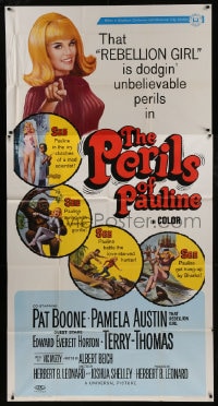 6j837 PERILS OF PAULINE 3sh 1967 Rebellion Girl Pamela Austin is dodgin' unbelievable perils!