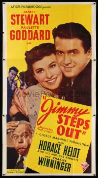6j846 POT O' GOLD 3sh R1946 romantic c/u of James Stewart & Paulette Goddard, Jimmy Steps Out!