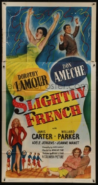 6j888 SLIGHTLY FRENCH 3sh 1948 different image of pretty Dorothy Lamour & Don Ameche!