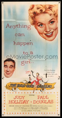 6j896 SOLID GOLD CADILLAC 3sh 1956 Hirschfeld art of Judy Holliday & Paul Douglas in car!