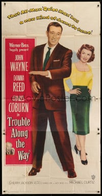 6j952 TROUBLE ALONG THE WAY 3sh 1953 all-man John Wayne has a new dame to tame, sexy Donna Reed!