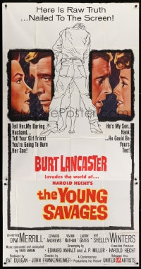 6j994 YOUNG SAVAGES 3sh 1961 Burt Lancaster, Dina Merrill, directed by John Frankenheimer