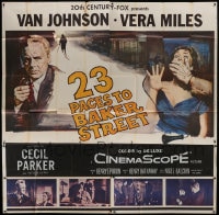 6j048 23 PACES TO BAKER STREET 6sh 1956 artwork of Van Johnson with phone & scared Vera Miles!
