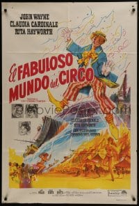6j165 CIRCUS WORLD Argentinean 1965 Claudia Cardinale, John Wayne, different artwork of clown!