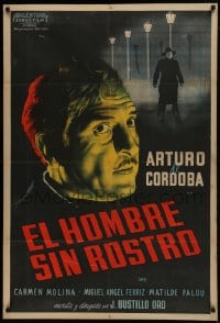 6j172 EL HOMBRE SIN ROSTRO Argentinean 1950 moody close up art of Arturo de Cordova + masked man!