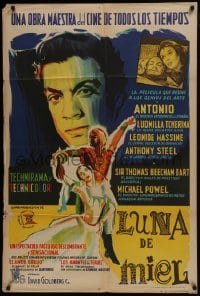 6j191 HONEYMOON Argentinean 1959 Michael Powell, Anthony Steel, Ludmilla Tcherina, Honeymoon, rare!
