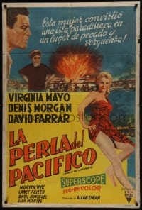 6j222 PEARL OF THE SOUTH PACIFIC Argentinean 1955 art of sexy Virginia Mayo & Dennis Morgan!