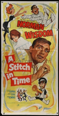 6j045 STITCH IN TIME English 3sh 1963 Norman Wisdom, Edward Chapman, wacky art!