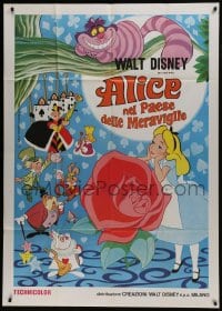 6j335 ALICE IN WONDERLAND Italian 1p R1980s Walt Disney Lewis Carroll classic, different art!