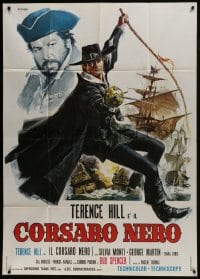 6j350 BLACKIE THE PIRATE Italian 1p 1971 Casaro art of Terence Hill, Bud Spencer & ships at sea!