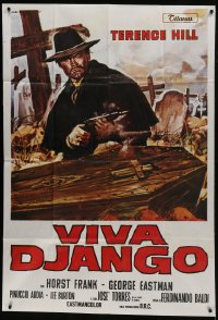 6j377 DJANGO PREPARE A COFFIN Italian 1p R1980s Gasparri art of Terence Hill as Django by coffin!