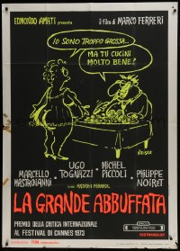 6j396 GRANDE BOUFFE Italian 1p 1973 Marcello Mastroianni, Ugo Tognazzi, wacky Reiser art, dayglo!
