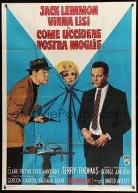 6j403 HOW TO MURDER YOUR WIFE Italian 1p 1965 art of Jack Lemmon with weapons & sexy Virna Lisi!