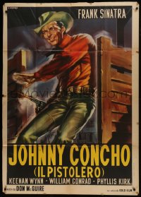 6j417 JOHNNY CONCHO Italian 1p R1963 Casaro art of Frank Sinatra with gun entering saloon, rare!