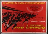 6j427 LONGEST DAY horizontal Italian 1p R1969 Zanuck's WWII D-Day movie with 42 international stars!