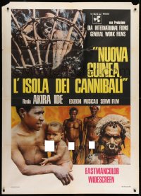 6j440 NUOVA GUINEA L'ISOLA DEI CANNIBALI Italian 1p 1974 mondo documentary with nude natives, rare!