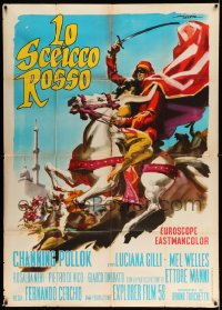 6j453 RED SHEIK Italian 1p 1962 cool art of Channing Pollock on horse by Enrico De Seta!