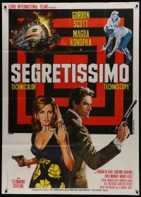 6j460 SEGRETISSIMO Italian 1p 1967 art of spy Gordon Scott & Magda Konopka w/guns by Renato Casaro!