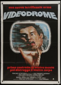 6j491 VIDEODROME Italian 1p 1985 David Cronenberg, cool different art of James Woods in TV!