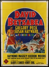 6j268 DAVID & BATHSHEBA Italian 2p R1960 different Spagnoli art of Gregory Peck & Susan Hayward!
