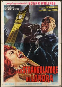 6j271 DIE WEISSE SPINNE Italian 2p 1963 Casaro art of woman strangled by Big Ben in London, rare!