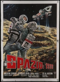 6j294 JOURNEY THROUGH THE BLACK SUN Italian 2p 1976 Space: 1999, art of astronauts on moon!