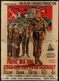 6j325 WHAT DID YOU DO IN THE WAR DADDY Italian 2p 1966 art of Coburn & cast by tank, Blake Edwards!
