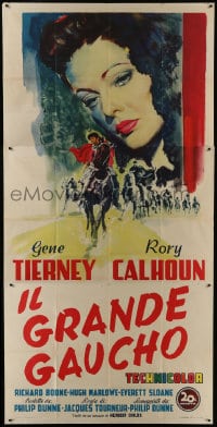 6j250 WAY OF A GAUCHO Italian 3p 1953 cool art of beautiful Gene Tierney over men on horses!