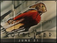 6j010 ROCKETEER subway poster 1991 Walt Disney, deco style John Mattos art of him soaring into sky!