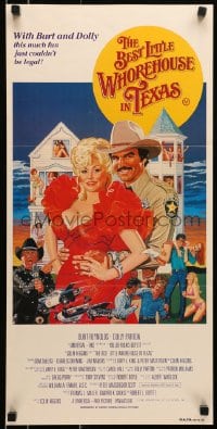 6k511 BEST LITTLE WHOREHOUSE IN TEXAS Aust daybill 1982 art of Reynolds & Dolly Parton by Goozee!