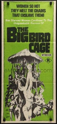6k513 BIG BIRD CAGE Aust daybill 1972 Pam Grier, Roger Corman, classic chained women art!