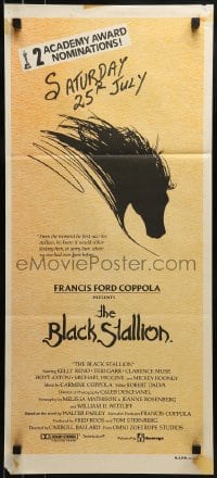 6k518 BLACK STALLION Aust daybill 1980 Kelly Reno, Teri Garr, Carroll Ballard, great horse art!