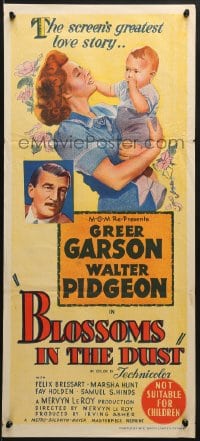 6k522 BLOSSOMS IN THE DUST Aust daybill R1950s art of Greer Garson w/baby + close up Wayne Morris!
