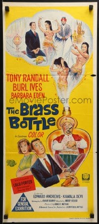 6k528 BRASS BOTTLE Aust daybill 1964 Tony Randall & Barbara Eden with genie Burl Ives!