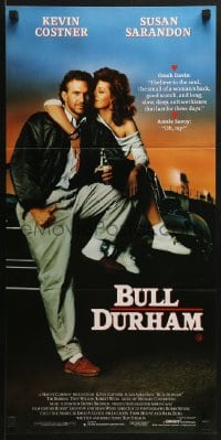 6k536 BULL DURHAM Aust daybill 1988 great image of baseball player Kevin Costner & sexy Susan Sarandon