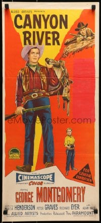 6k544 CANYON RIVER Aust daybill 1956 Richardson Studio art of cowboy George Montgomery!