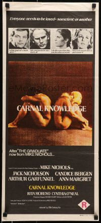 6k549 CARNAL KNOWLEDGE Aust daybill 1972 Jack Nicholson, Candice Bergen, Art Garfunkel, Ann-Margret