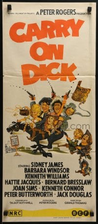 6k550 CARRY ON DICK Aust daybill 1974 Sidney James, Barbara Windsor, Kenneth Williams