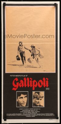 6k654 GALLIPOLI Aust daybill 1981 Peter Weir, Mel Gibson & Mark Lee cross desert on foot!