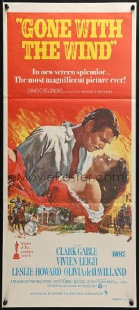 6k665 GONE WITH THE WIND Aust daybill R1970s Clark Gable, Vivien Leigh, all-time classic!