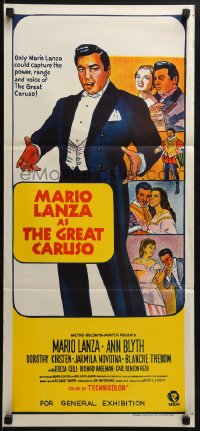 6k666 GREAT CARUSO Aust daybill R1970s artwork of Mario Lanza & with pretty Ann Blyth!