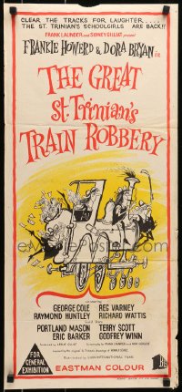 6k670 GREAT ST. TRINIAN'S TRAIN ROBBERY Aust daybill 1966 wacky artwork of hijacked train!