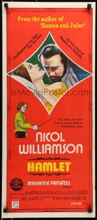 6k673 HAMLET Aust daybill 1970 Nicol Williamson in title role & Marianne Faithfull as Ophelia!