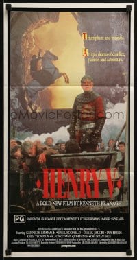6k679 HENRY V Aust daybill 1990 great image of star & director Kenneth Branagh!