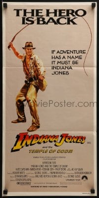 6k697 INDIANA JONES & THE TEMPLE OF DOOM Aust daybill 1984 art of Harrison Ford, the hero is back!